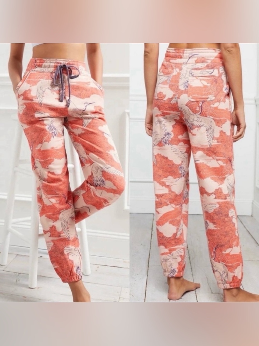 Anthropologie Camilla Crane Orange Elastic Waist Jogger Small